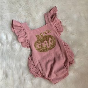 Custom pumpkin first birthday outfit